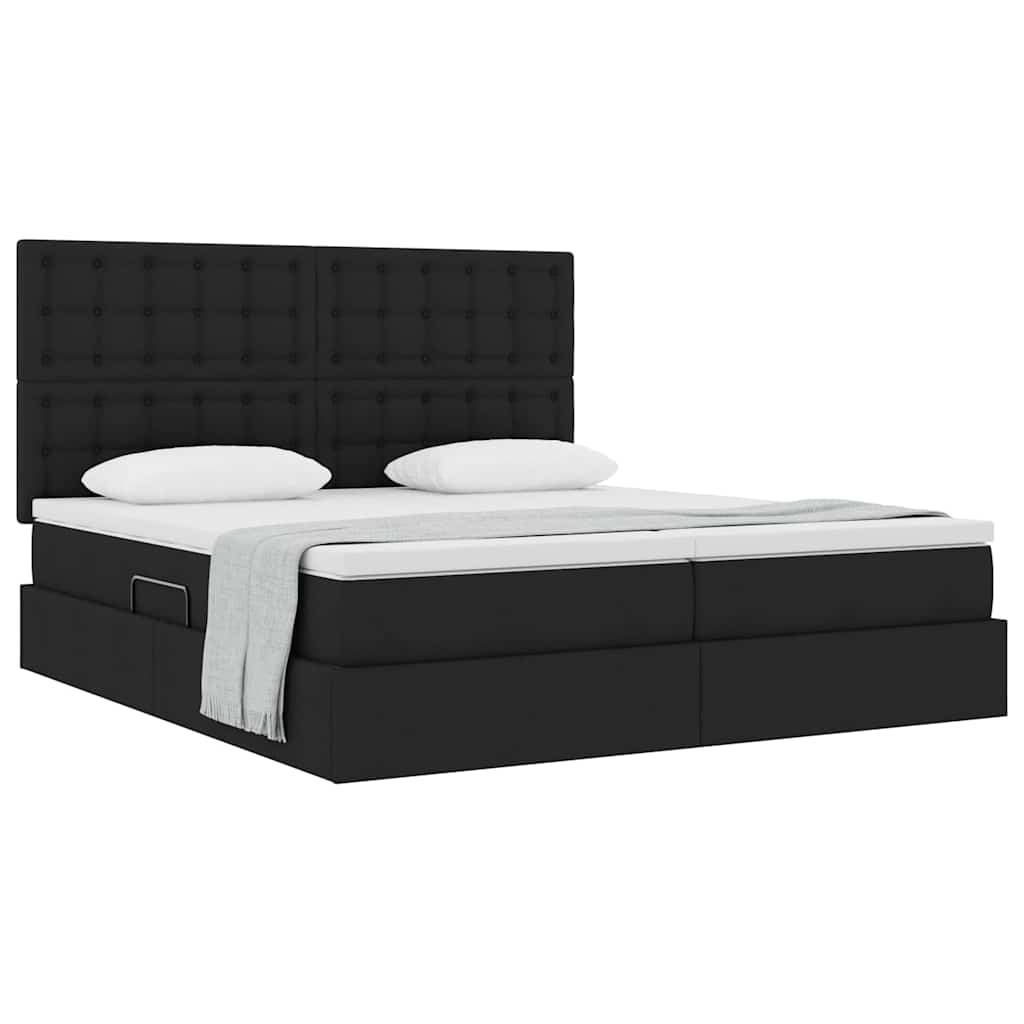 Opslag bed met matras met opslag Zwart 200 x 200 cm Nep Leer