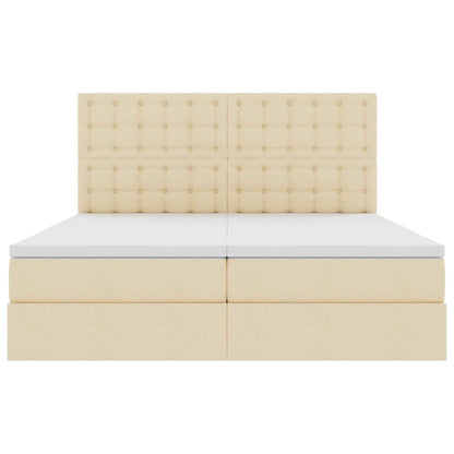 Opslag bed met matras met opslag Crème 200 x 200 cm Nep Leer