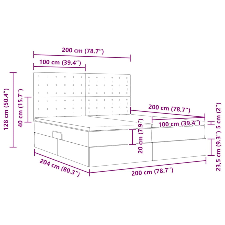 Opslag bed met matras met opslag Blauw 200 x 200 cm Nep Leer
