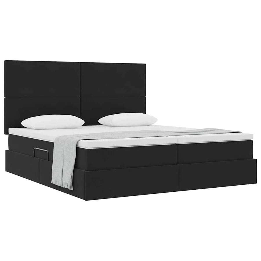 Opslag bed met matras met hoofdeinde Zwart 180 x 200 cm Fluweel
