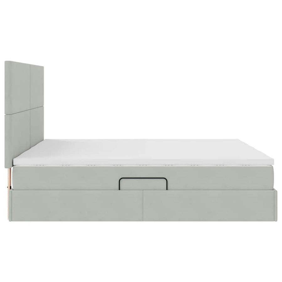 Opslag bed met matras Lichtgrijs 200 x 200 cm Fluweel