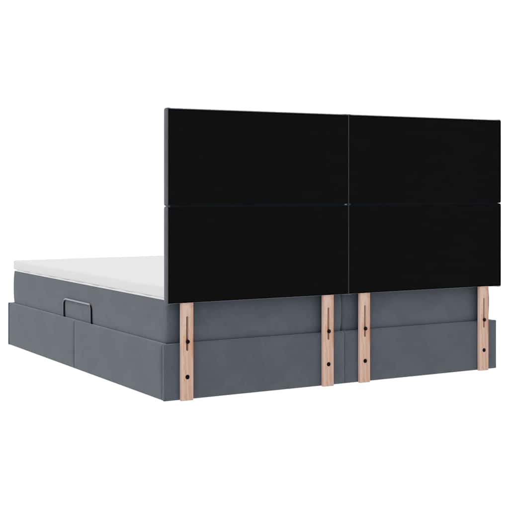 Opslag bed met matras Donkergrijs 200 x 200 cm Fluweel