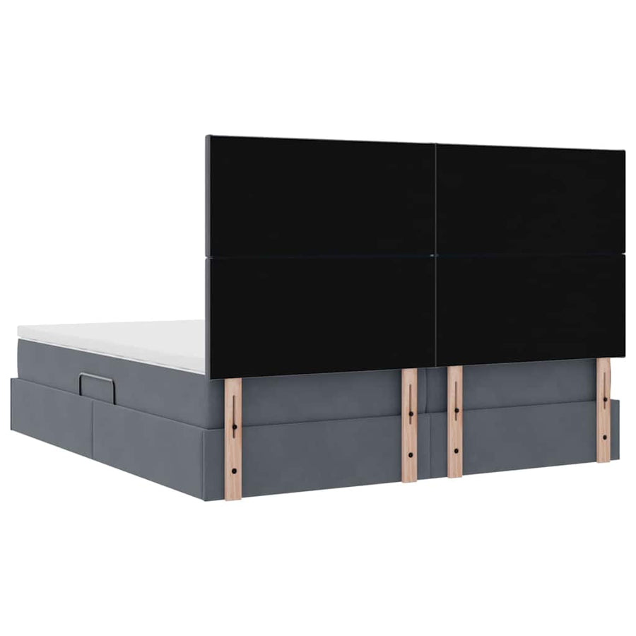 Opslag bed met matras Donkergrijs 200 x 200 cm Fluweel