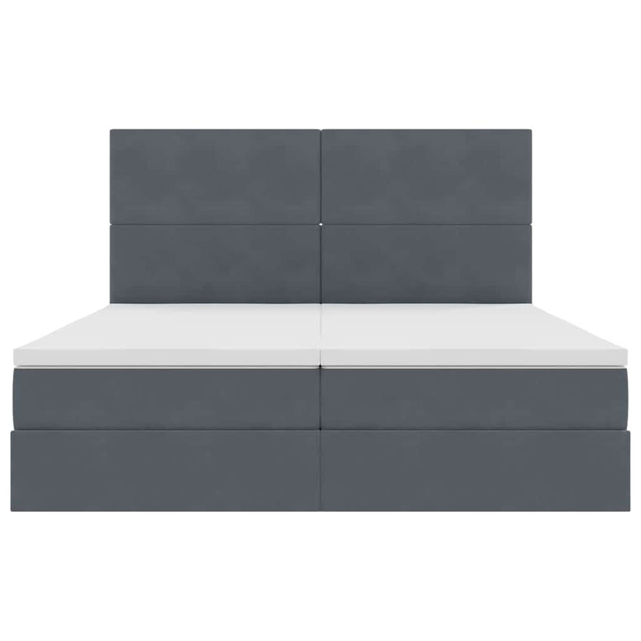 Opslag bed met matras Donkergrijs 200 x 200 cm Fluweel