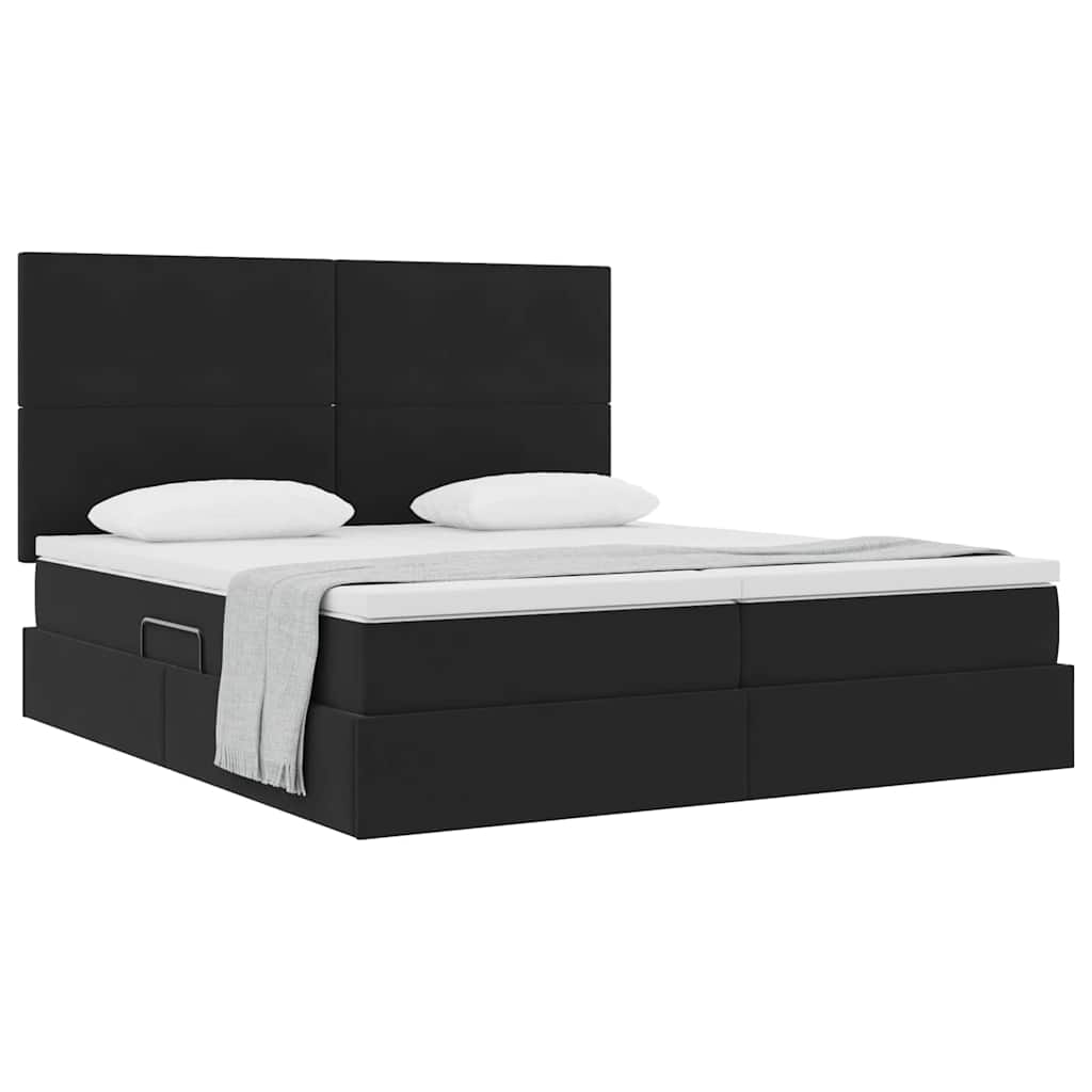 Opslag bed met matras met hoofdeinde Zwart 200 x 200 cm Fluweel