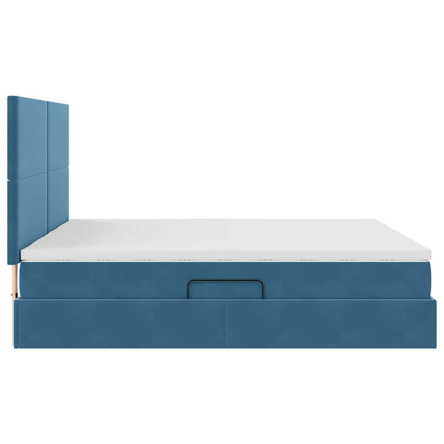 Opslag bed met matras Donkerblauw 200 x 200 cm Fluweel