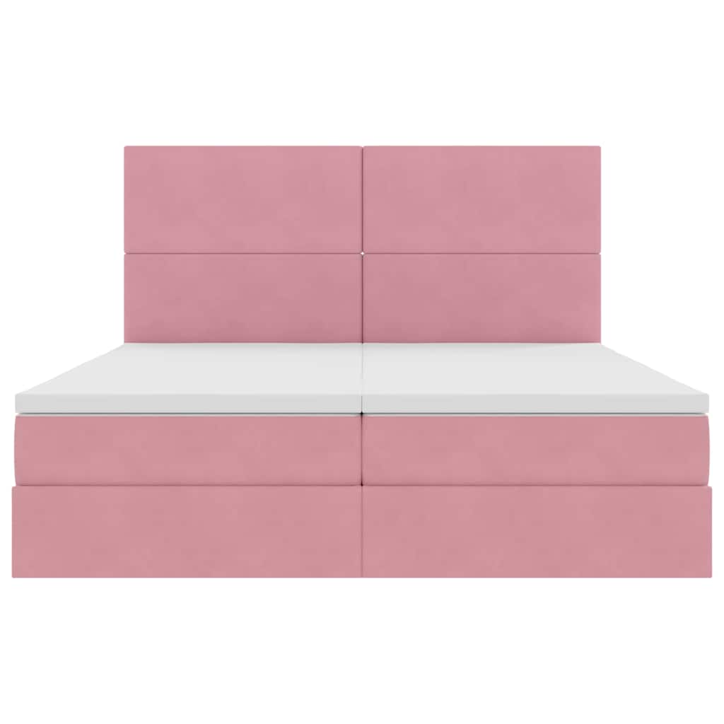 Opslag bed met matras met hoofdeinde Roze 200 x 200 cm Fluweel