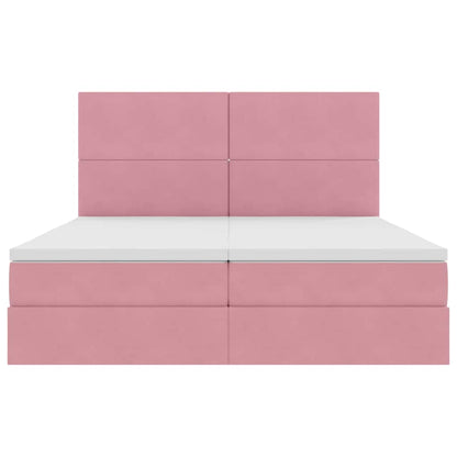 Opslag bed met matras met hoofdeinde Roze 200 x 200 cm Fluweel