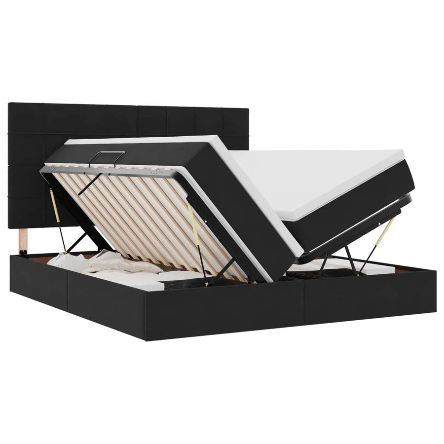 Opslag bed met matras met hoofdeinde Zwart 180 x 200 cm Fluweel