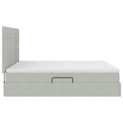 Opslag bed met matras Lichtgrijs 200 x 200 cm Fluweel