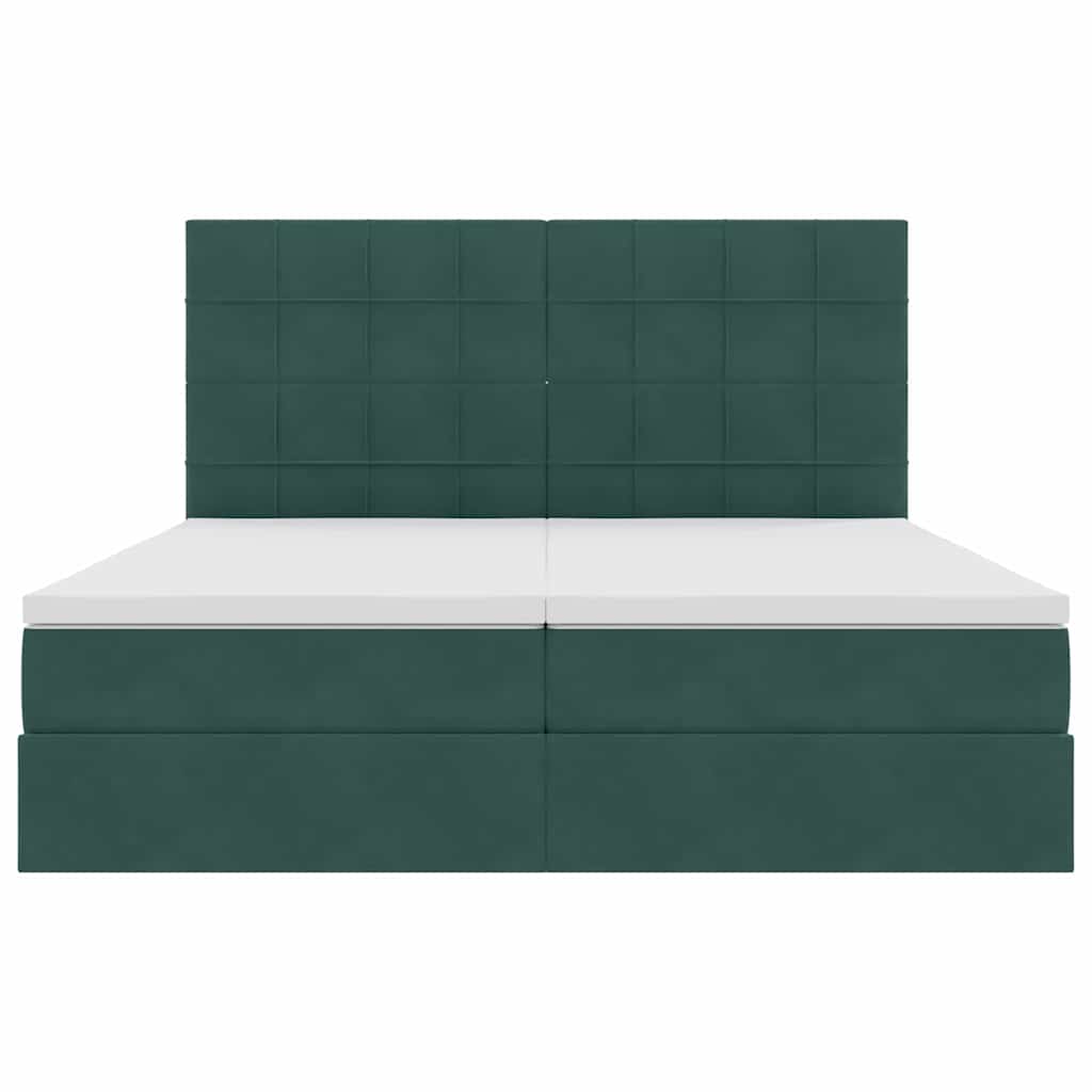 Opslag bed met matras Donkergroen 200 x 200 cm Fluweel
