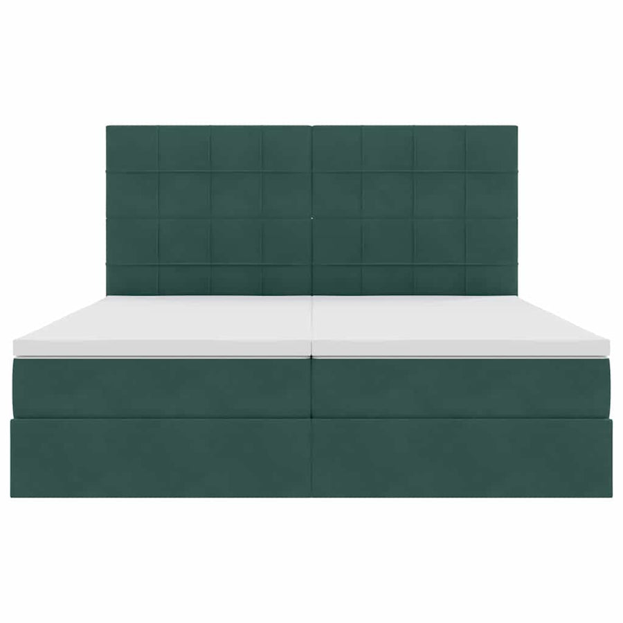 Opslag bed met matras Donkergroen 200 x 200 cm Fluweel