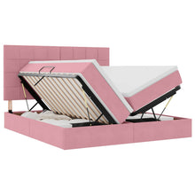 Opslag bed met matras met hoofdeinde Roze 200 x 200 cm Fluweel