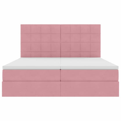 Opslag bed met matras met hoofdeinde Roze 200 x 200 cm Fluweel