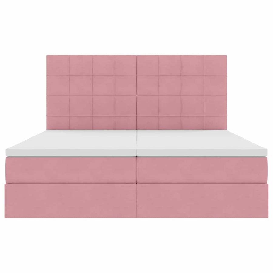 Opslag bed met matras met hoofdeinde Roze 200 x 200 cm Fluweel