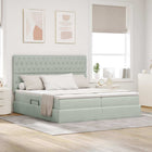 Storage Bed with Mattress Light Grey 180 x 200 cm Velvet