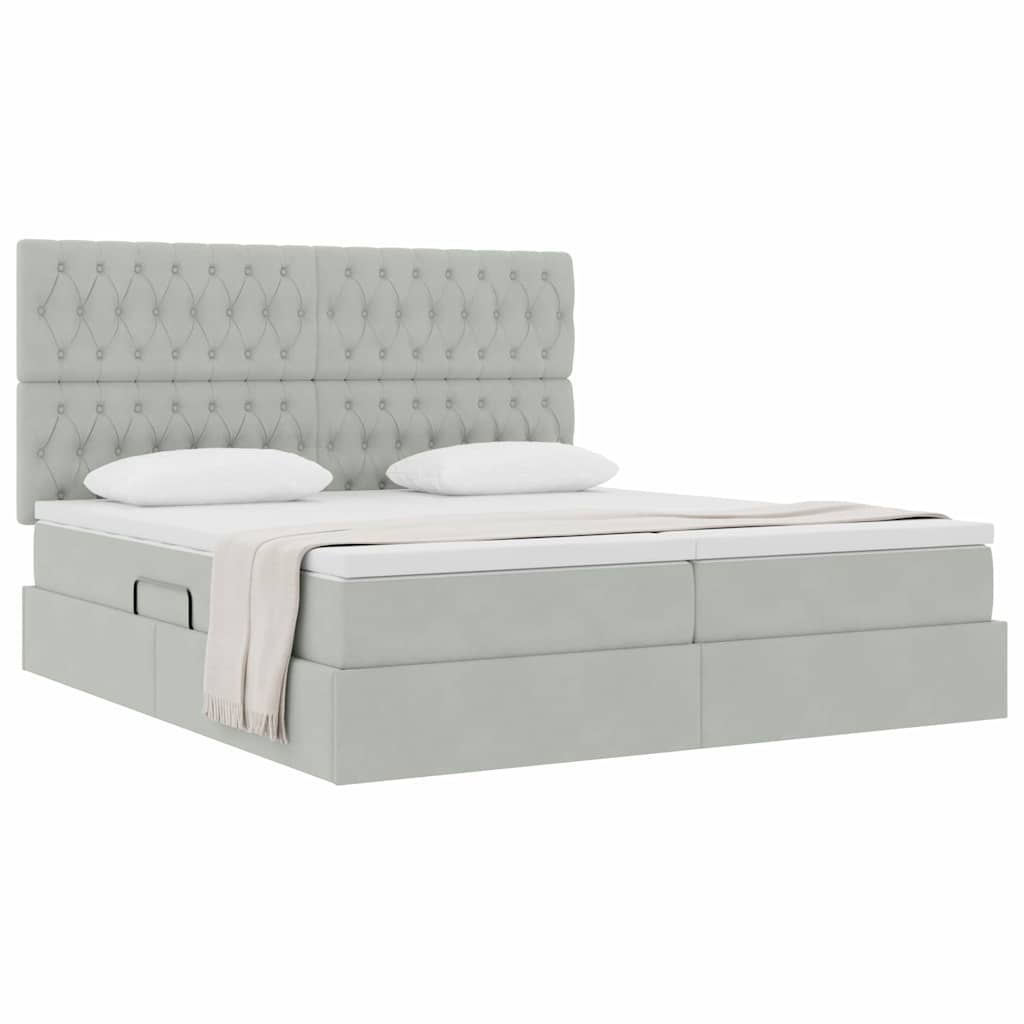Opslag bed met matras Lichtgrijs 180 x 200 cm Fluweel