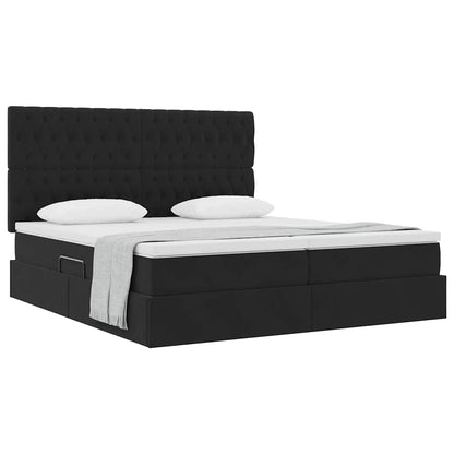 Opslag bed met matras met hoofdeinde Zwart 180 x 200 cm Fluweel