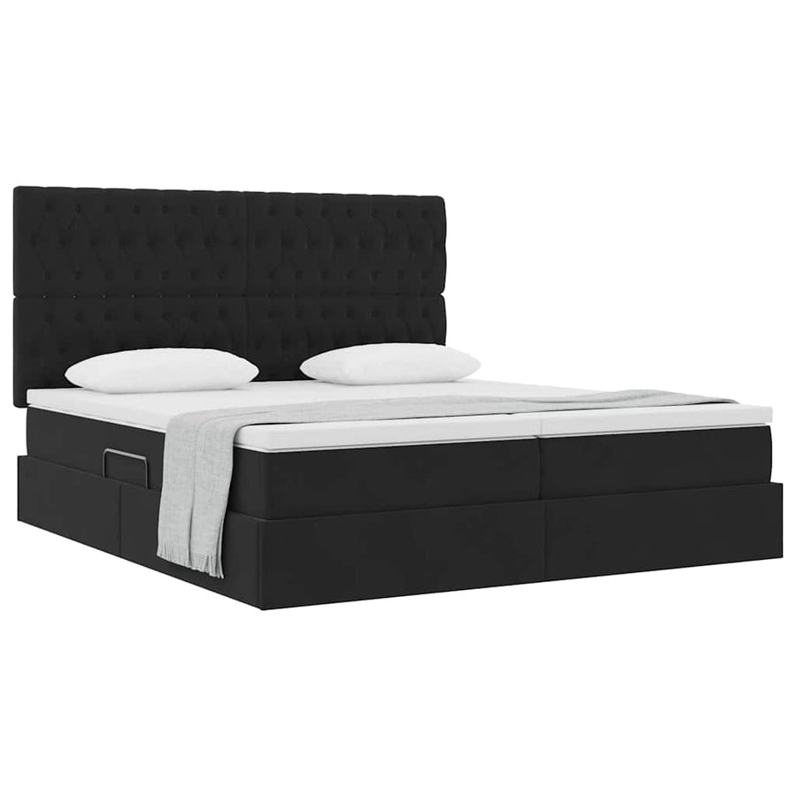 Opslag bed met matras met hoofdeinde Zwart 180 x 200 cm Fluweel