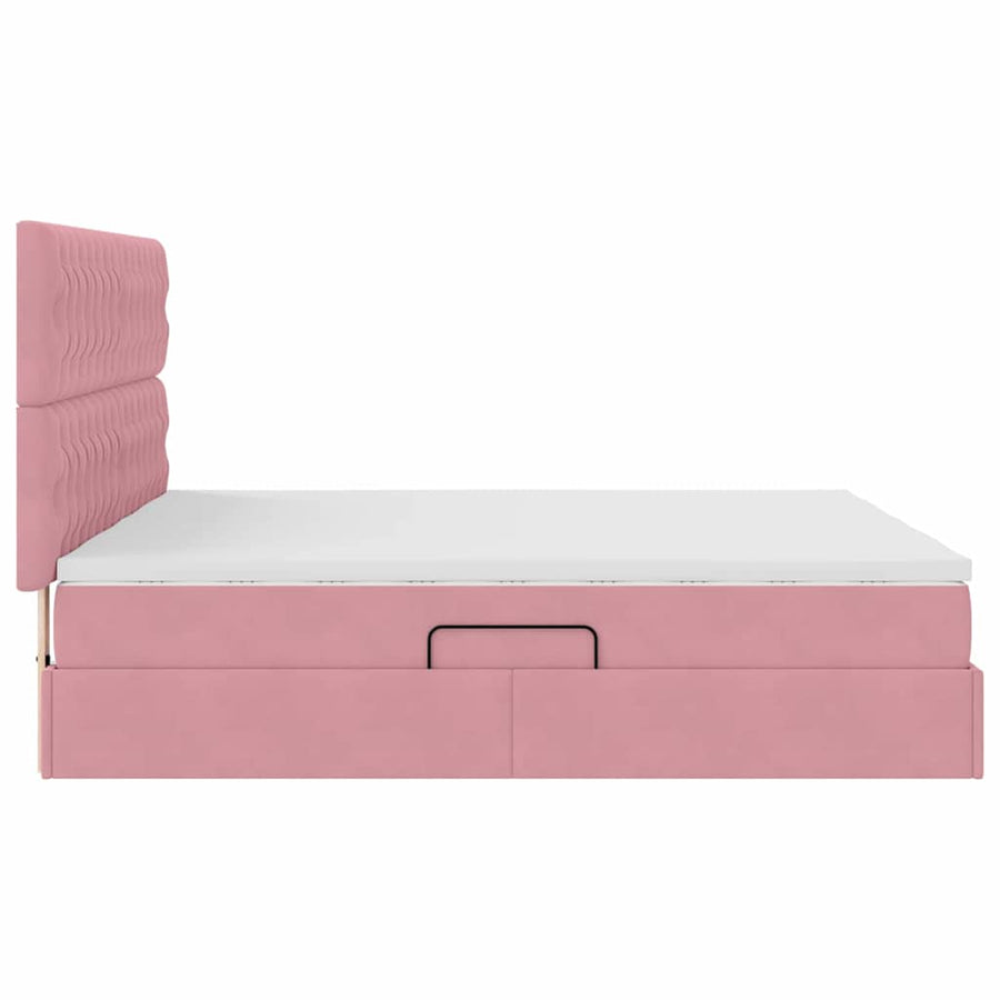 Opslag bed met matras met hoofdeinde Roze 180 x 200 cm Fluweel