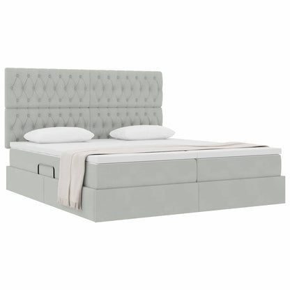 Opslag bed met matras Lichtgrijs 200 x 200 cm Fluweel