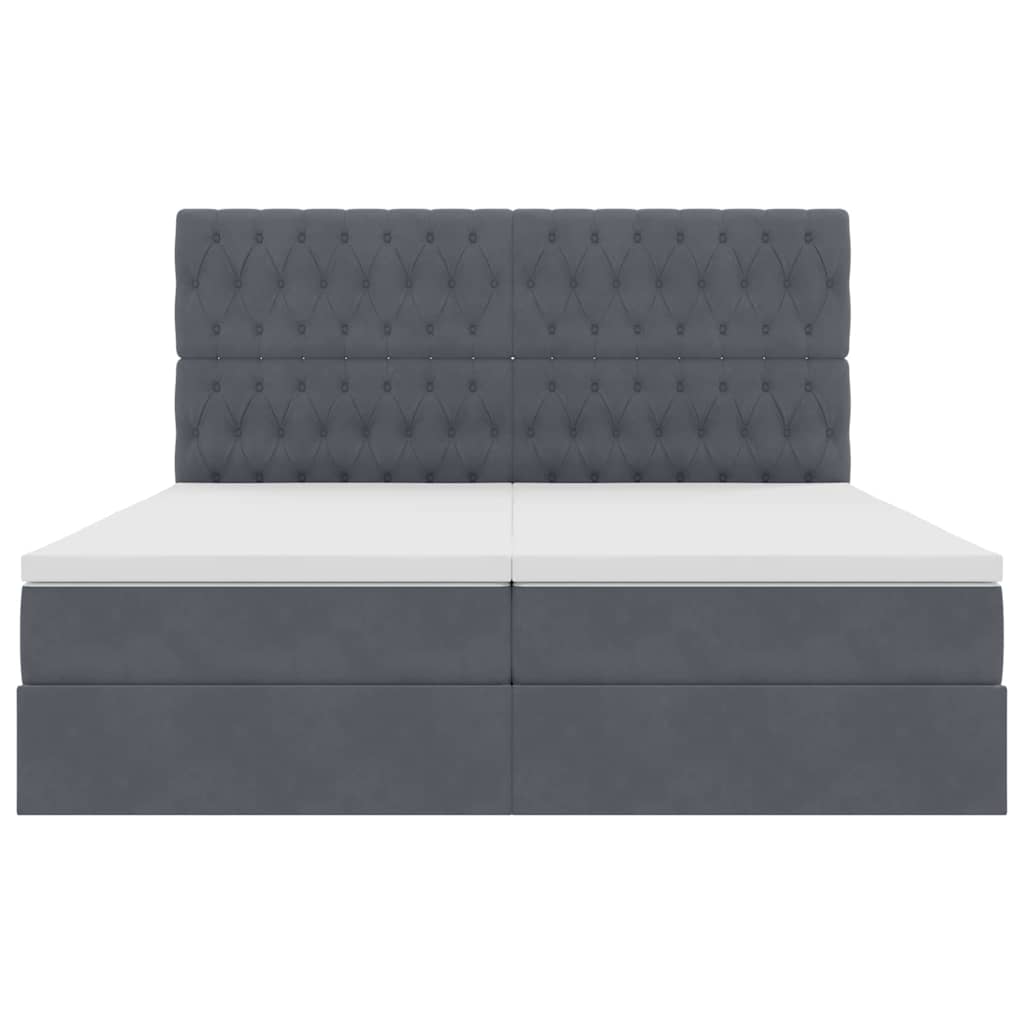 Opslag bed met matras Donkergrijs 200 x 200 cm Fluweel
