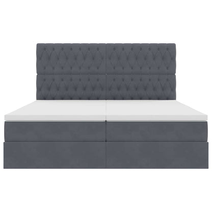 Opslag bed met matras Donkergrijs 200 x 200 cm Fluweel