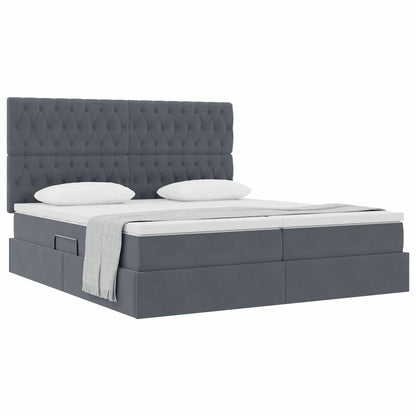 Opslag bed met matras Donkergrijs 200 x 200 cm Fluweel