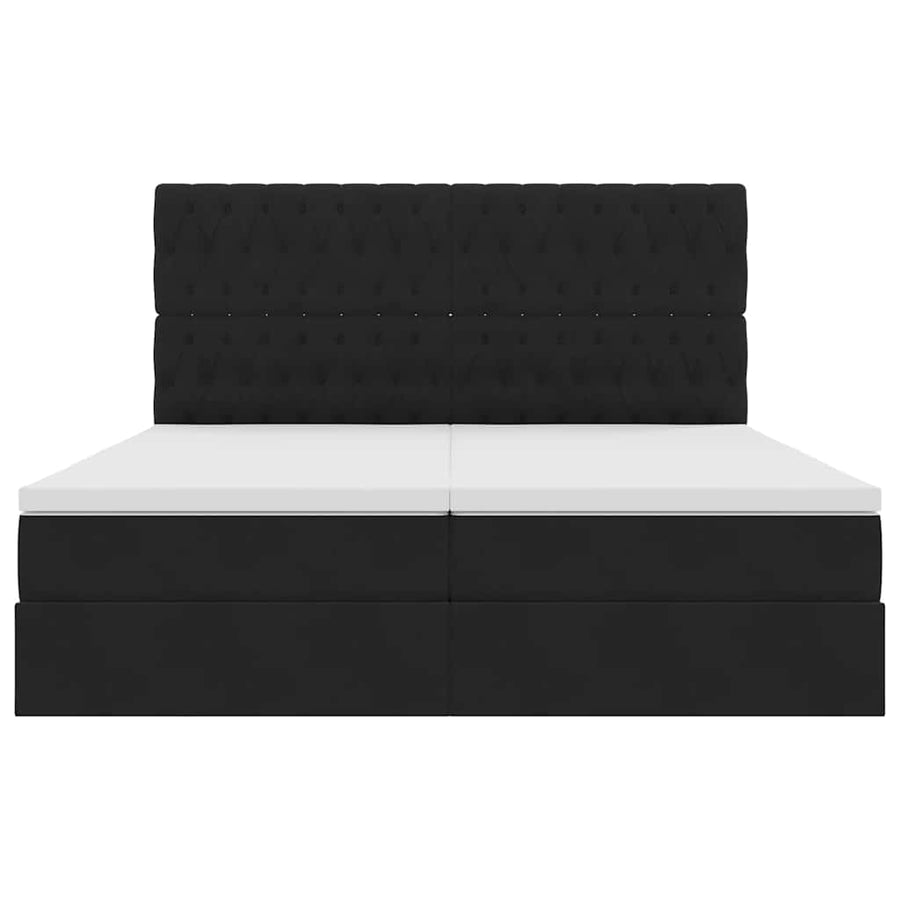 Opslag bed met matras met hoofdeinde Zwart 200 x 200 cm Fluweel