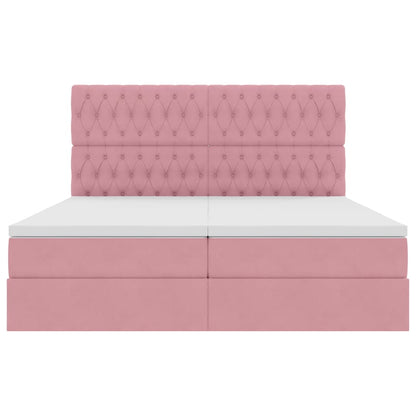 Opslag bed met matras met hoofdeinde Roze 200 x 200 cm Fluweel