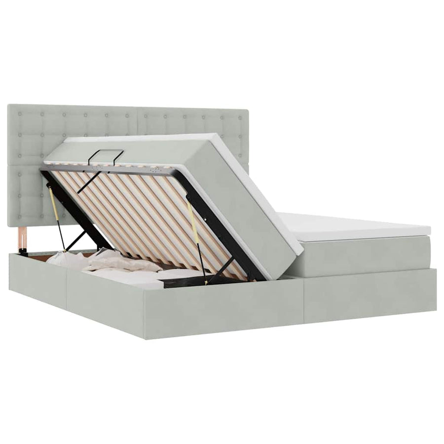 Opslag bed met matras Lichtgrijs 180 x 200 cm Fluweel