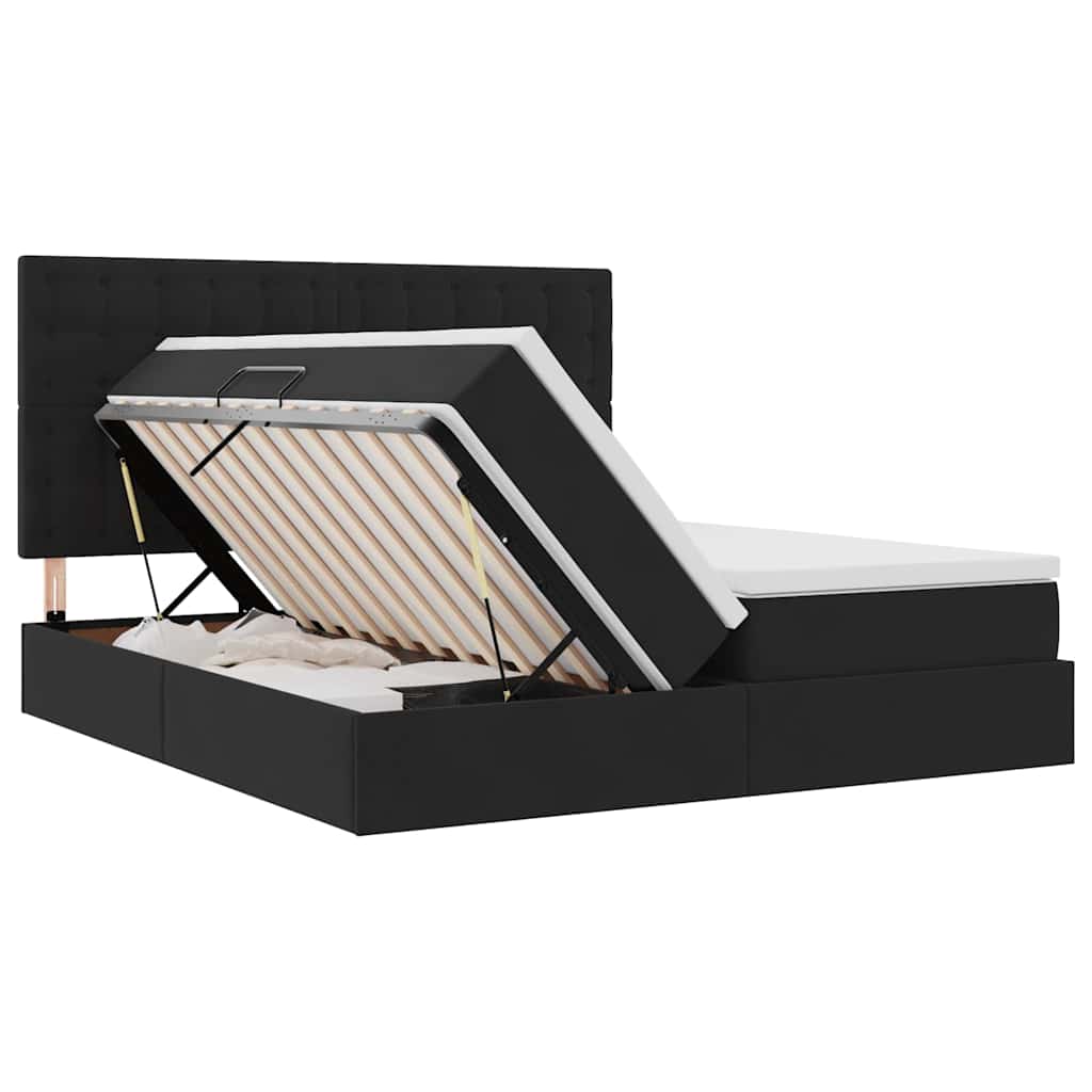 Opslag bed met matras met hoofdeinde Zwart 180 x 200 cm Fluweel