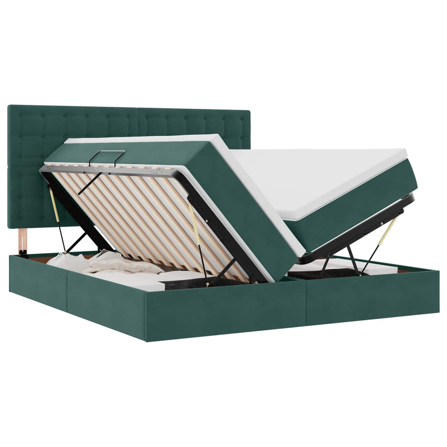 Opslag bed met matras Donkergroen 180 x 200 cm Fluweel