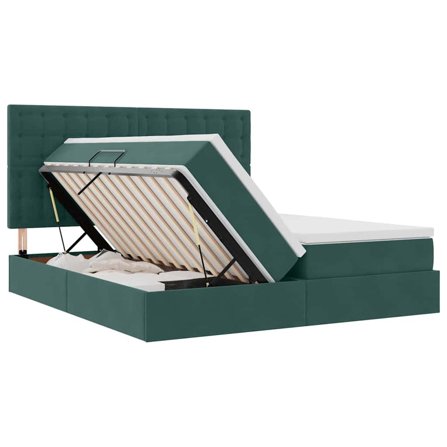 Opslag bed met matras Donkergroen 180 x 200 cm Fluweel
