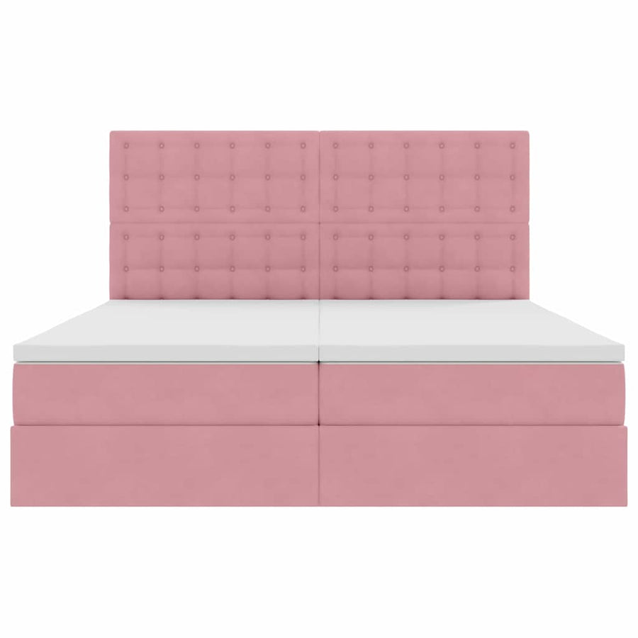 Opslag bed met matras met hoofdeinde Roze 180 x 200 cm Fluweel