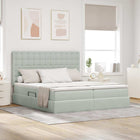 Storage Bed with Mattress Light Grey 200 x 200 cm Velvet