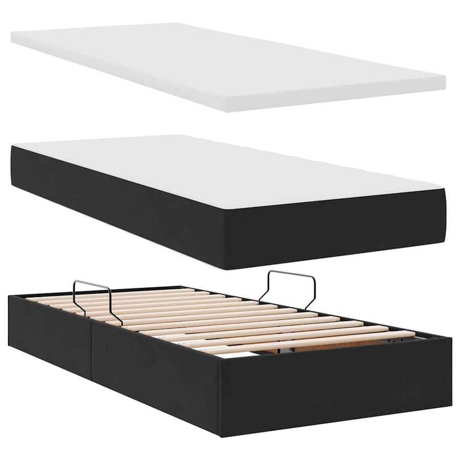 Opslag bed met matras met hoofdeinde Zwart 200 x 200 cm Fluweel