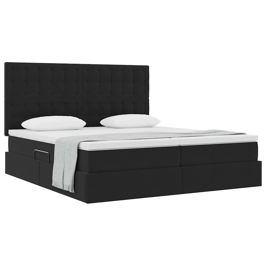 Opslag bed met matras met hoofdeinde Zwart 200 x 200 cm Fluweel