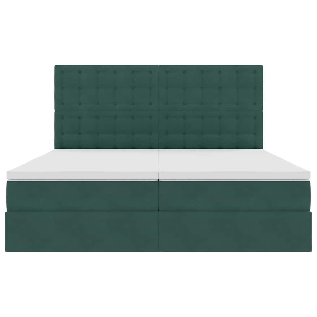 Opslag bed met matras Donkergroen 200 x 200 cm Fluweel