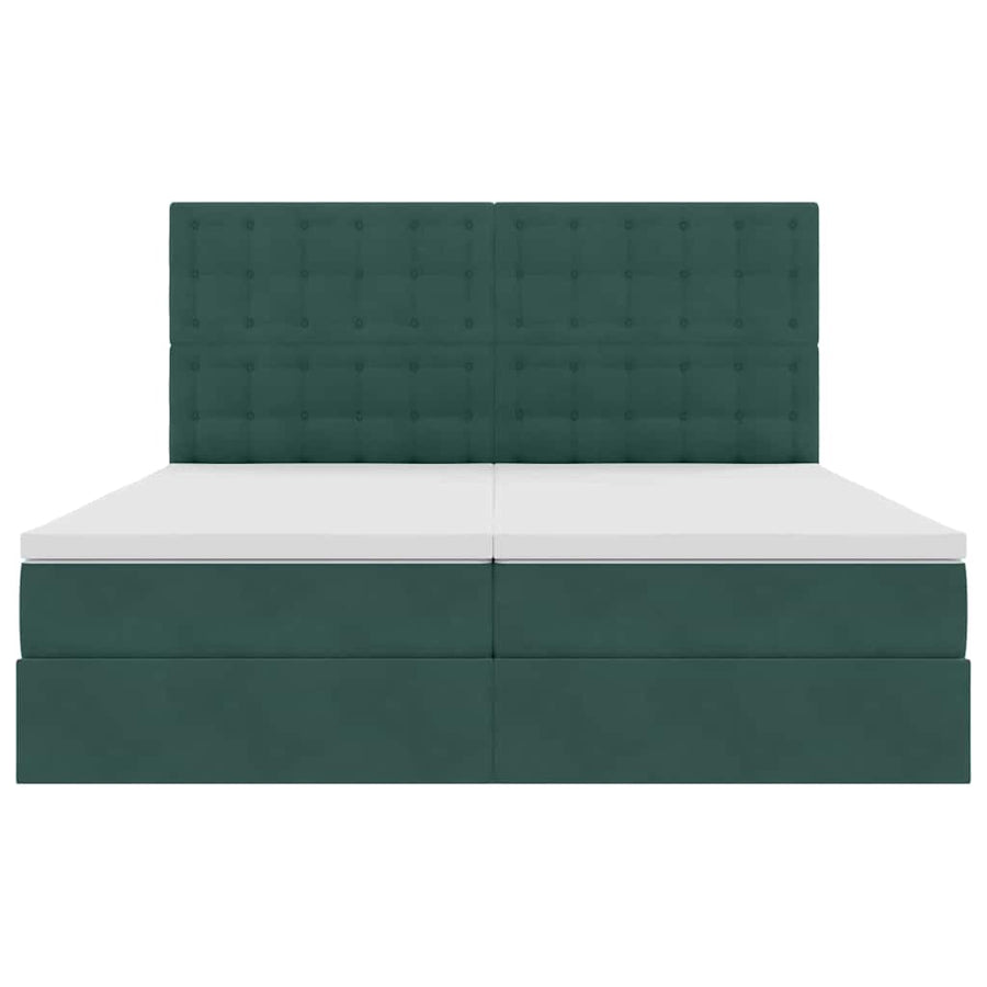 Opslag bed met matras Donkergroen 200 x 200 cm Fluweel