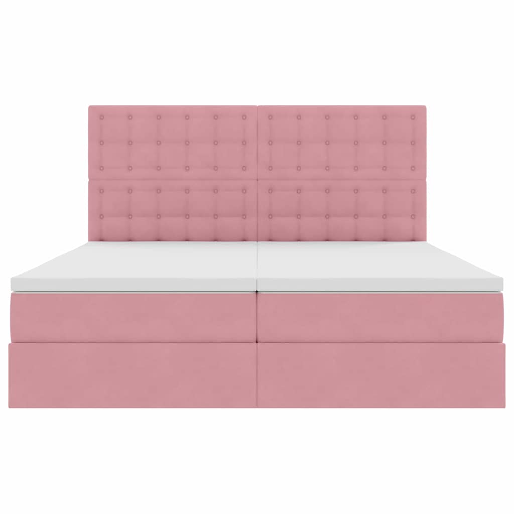 Opslag bed met matras met hoofdeinde Roze 200 x 200 cm Fluweel