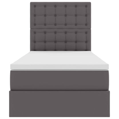Opbergbed met LED met matras met LED Grijs 90 x 190 cm Nep Leer