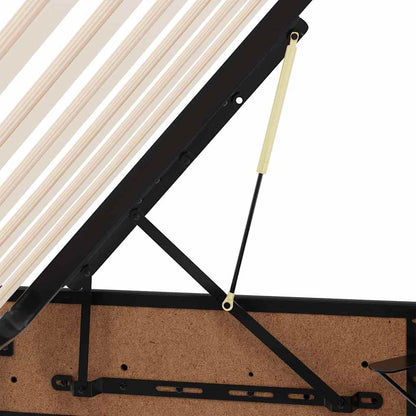 Opbergbed met LED met matras met LED Zwart 90 x 200 cm Nep Leer