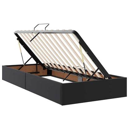 Opbergbed met LED met matras met LED Zwart 90 x 200 cm Nep Leer