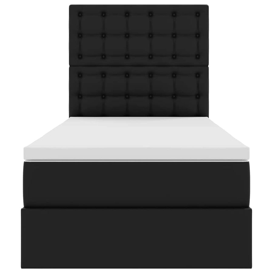 Opbergbed met LED met matras met LED Zwart 90 x 200 cm Nep Leer