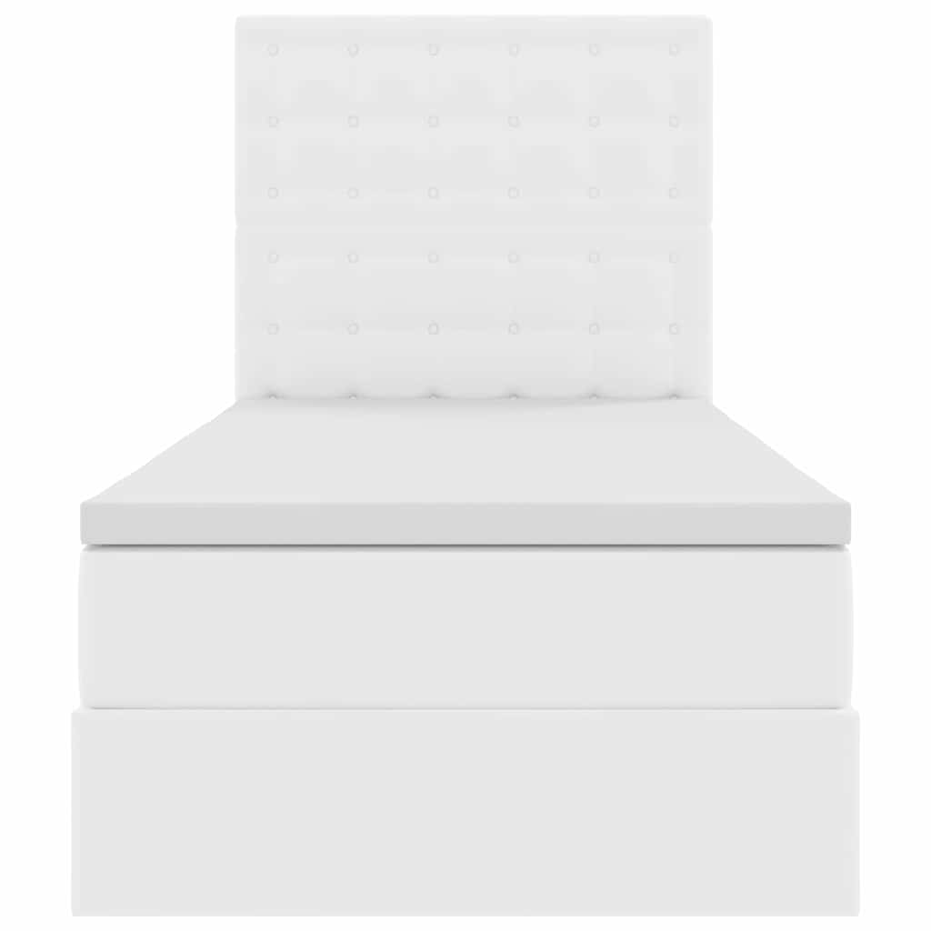 Opbergbed met LED met matras Puur Wit 90 x 200 cm Nep Leer