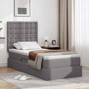 Opbergbed 90 x 200 cm grijs kunstleer met LED en matras