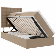 Opbergbed met LED met matras Cappuccino 90 x 200 cm Nep Leer