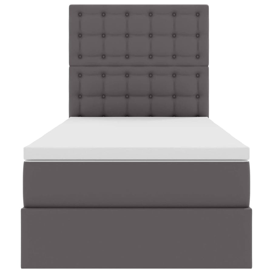 Opbergbed met LED met matras Grijs 100 x 200 cm Nep Leer