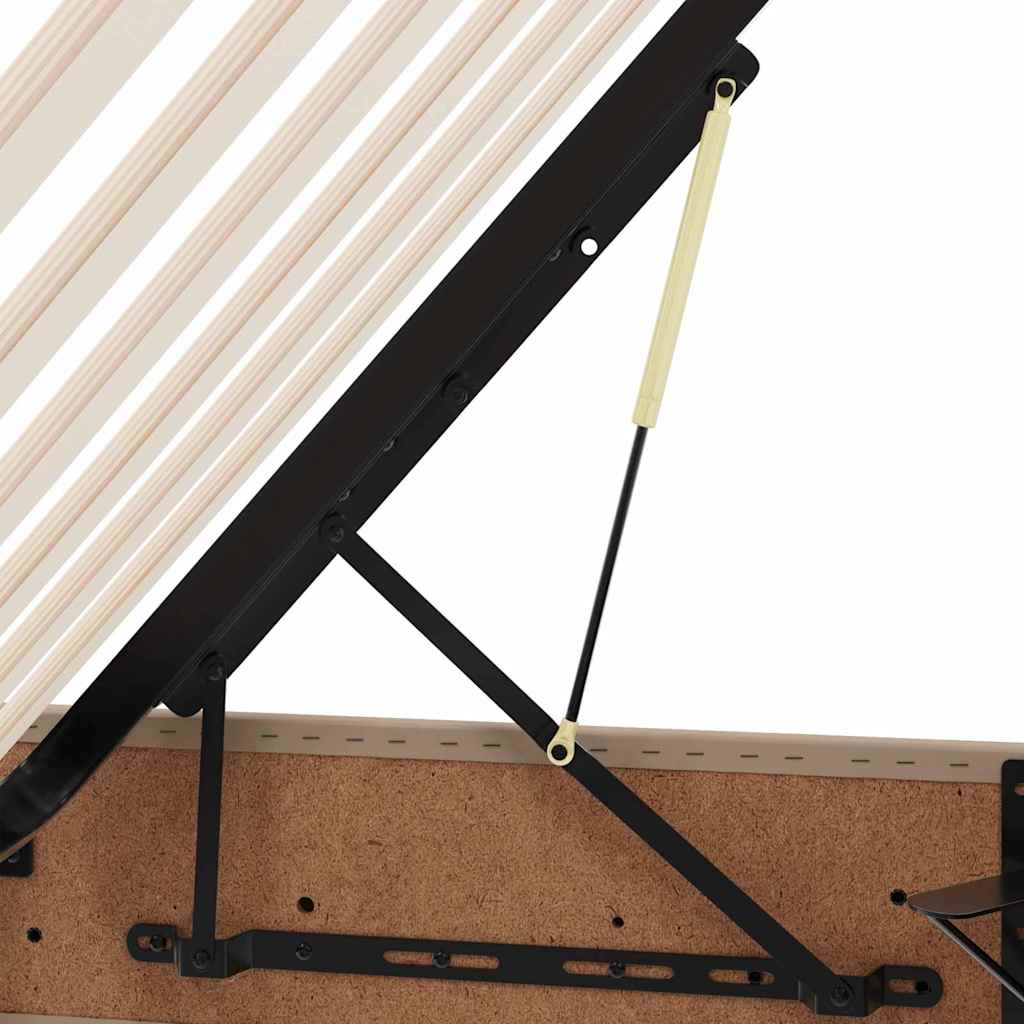 Opbergbed met LED met matras Cappuccino 100 x 200 cm Nep Leer